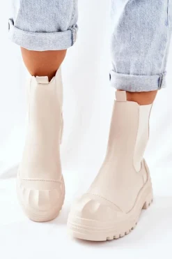 New Ocieplane Botki Sztyblety Beżowe Time Off Damskie Botki Zimowe Damskie|Brązowe I Beżowe Botki