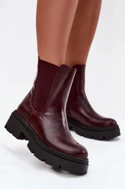 Discount Boto Ocieplane Botki Sztyblety Na Zamek Bordowe Niviane