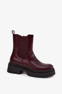 Discount Boto Ocieplane Botki Sztyblety Na Zamek Bordowe Niviane