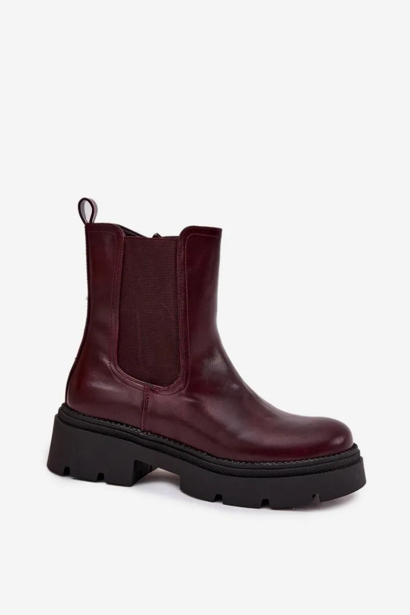 Discount Boto Ocieplane Botki Sztyblety Na Zamek Bordowe Niviane