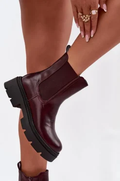 Discount Boto Ocieplane Botki Sztyblety Na Zamek Bordowe Niviane