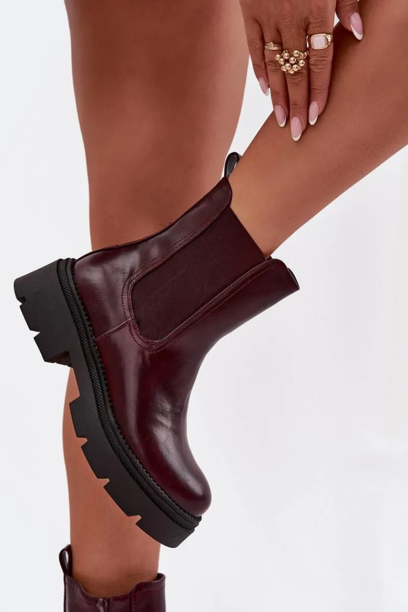 Discount Boto Ocieplane Botki Sztyblety Na Zamek Bordowe Niviane