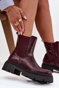 Discount Boto Ocieplane Botki Sztyblety Na Zamek Bordowe Niviane