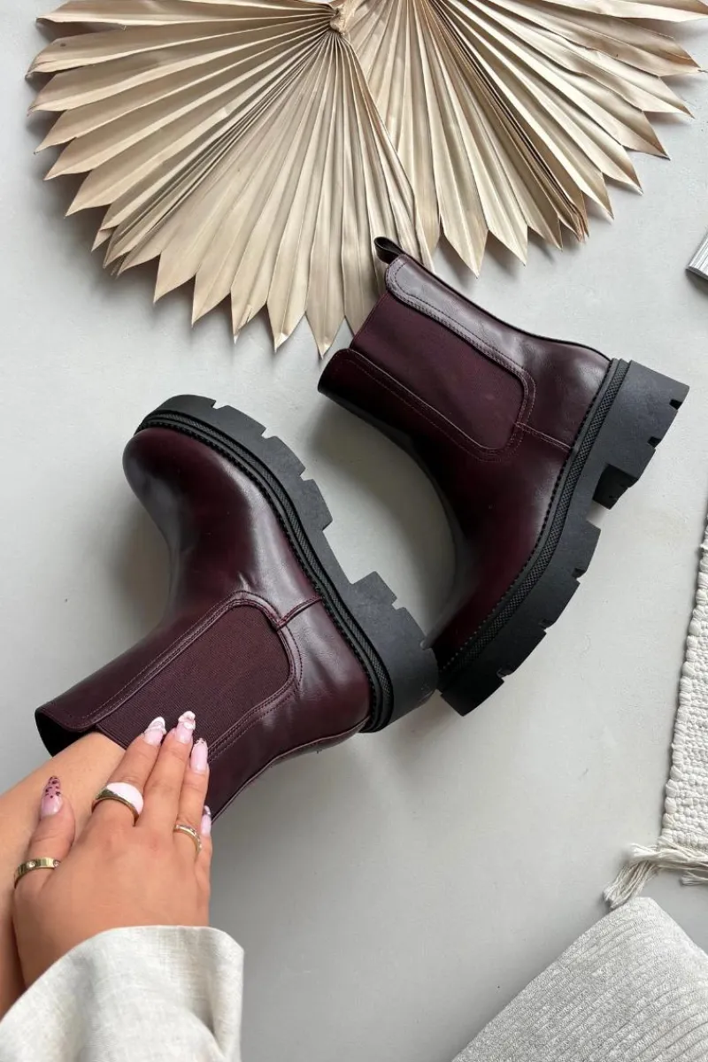 Discount Boto Ocieplane Botki Sztyblety Na Zamek Bordowe Niviane