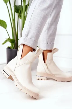 Boto Ocieplane Botki Sztyblety Beżowe Rock It