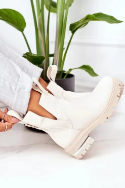 Boto Ocieplane Botki Sztyblety Beżowe Rock It