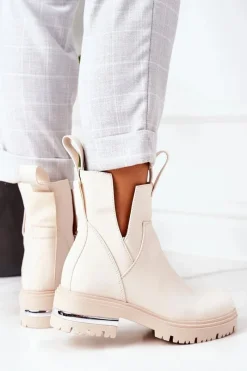 Boto Ocieplane Botki Sztyblety Beżowe Rock It