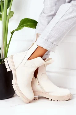 Boto Ocieplane Botki Sztyblety Beżowe Rock It