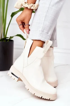 Boto Ocieplane Botki Sztyblety Beżowe Rock It