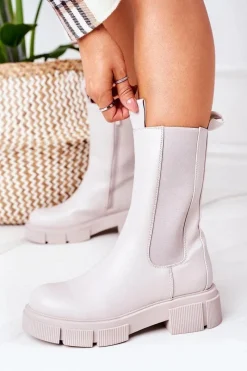 Clearance Boto Ocieplane Botki Sztyblety Szare Must Have