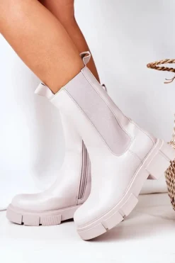 Clearance Boto Ocieplane Botki Sztyblety Szare Must Have