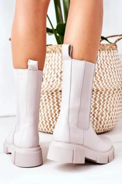 Clearance Boto Ocieplane Botki Sztyblety Szare Must Have