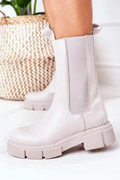 Clearance Boto Ocieplane Botki Sztyblety Szare Must Have