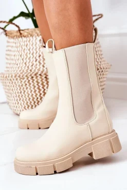 New Ocieplane Botki Sztyblety Beżowe Must Have Damskie Czarne Botki|Botki Zimowe Damskie