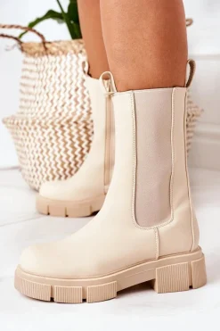 New Ocieplane Botki Sztyblety Beżowe Must Have Damskie Czarne Botki|Botki Zimowe Damskie