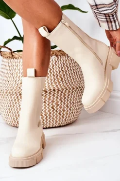 New Ocieplane Botki Sztyblety Beżowe Must Have Damskie Czarne Botki|Botki Zimowe Damskie