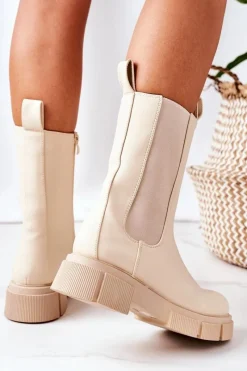 New Ocieplane Botki Sztyblety Beżowe Must Have Damskie Czarne Botki|Botki Zimowe Damskie