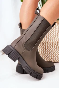 Czarne Botki|Botki Zimowe Damskie><noscript><img width=