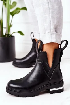 Czarne Botki|Botki Zimowe Damskie><noscript><img width=