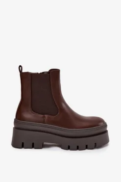 Best Boto Ocieplane Botki Sztyblety Damskie Na Platformie Czekoladowe Ismira