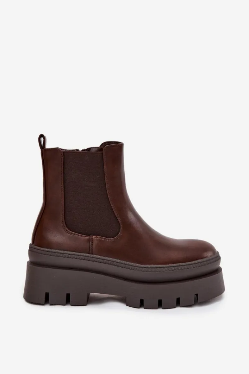 Best Boto Ocieplane Botki Sztyblety Damskie Na Platformie Czekoladowe Ismira