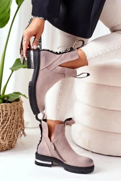 Best Boto Ocieplane Botki Sztyblety Z Suwakiem Szare My Way