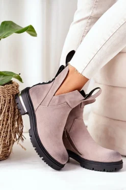 Best Boto Ocieplane Botki Sztyblety Z Suwakiem Szare My Way