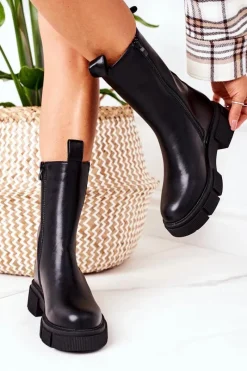 Ocieplane Botki Sztyblety Czarne Must Have Damskie Czarne Botki|Botki Zimowe Damskie
