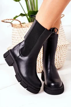 Ocieplane Botki Sztyblety Czarne Must Have Damskie Czarne Botki|Botki Zimowe Damskie