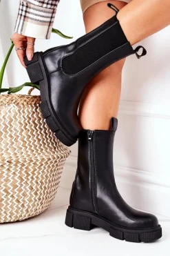 Ocieplane Botki Sztyblety Czarne Must Have Damskie Czarne Botki|Botki Zimowe Damskie