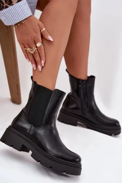 Outlet Boto Ocieplane Botki Sztyblety Na Zamek Czarne Niviane