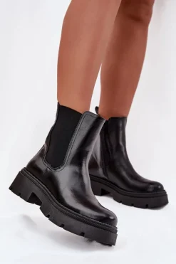 Outlet Boto Ocieplane Botki Sztyblety Na Zamek Czarne Niviane