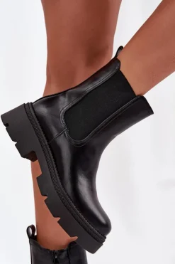 Outlet Boto Ocieplane Botki Sztyblety Na Zamek Czarne Niviane