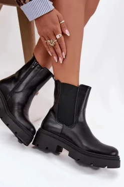 Outlet Boto Ocieplane Botki Sztyblety Na Zamek Czarne Niviane
