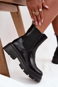 Outlet Boto Ocieplane Botki Sztyblety Na Zamek Czarne Niviane