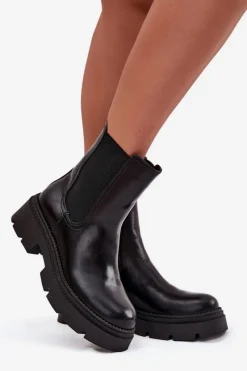 Outlet Boto Ocieplane Botki Sztyblety Na Zamek Czarne Niviane