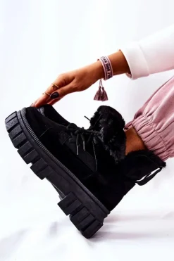 Botki Sznurowane|Czarne Botki><noscript><img width=