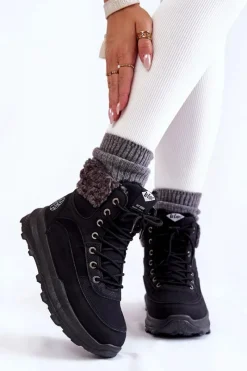 Damskie Trapery|Botki Sznurowane></noscript>Lee Cooper Ocieplane Botki Trapery LCJ-22-44-1362 Czarne