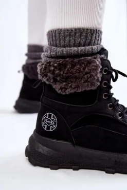 Damskie Trapery|Botki Sznurowane></noscript>Lee Cooper Ocieplane Botki Trapery LCJ-22-44-1362 Czarne