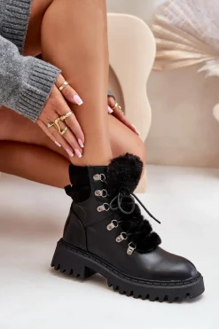 Sale Ocieplane Botki Trapery Na Zamek Z Eko Skóry Czarne Willatta Damskie Botki Ocieplane|Damskie Trapery