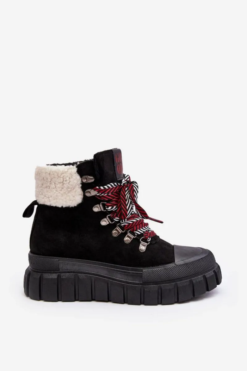 Botki Ocieplane|Damskie Trapery>Boto Ocieplane Botki Trapery Na Grubej Podeszwie Czarne Ralotta Czarny