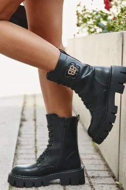 New Boto Ocieplane Botki Wokrery Damskie Z Ozdobą Czarne Melisse