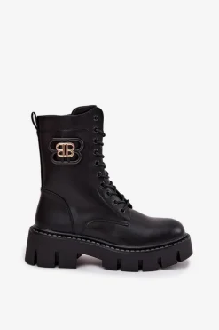 New Boto Ocieplane Botki Wokrery Damskie Z Ozdobą Czarne Melisse