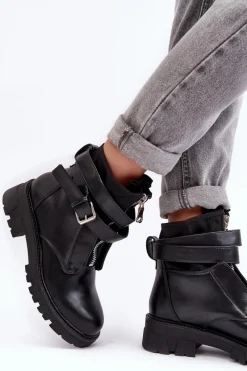 Clearance Boto Ocieplane Botki Workery Czarne Not Realy