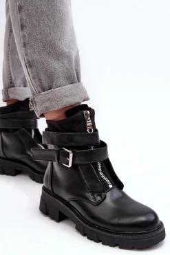 Clearance Boto Ocieplane Botki Workery Czarne Not Realy