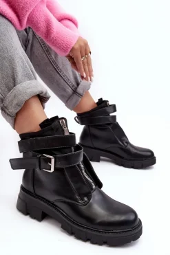 Clearance Boto Ocieplane Botki Workery Czarne Not Realy