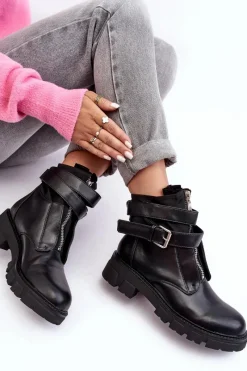 Clearance Boto Ocieplane Botki Workery Czarne Not Realy