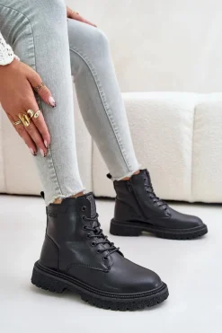 Big Star Shoes Ocieplane Botki Workery Damskie Big Star OO274A126 Czarne