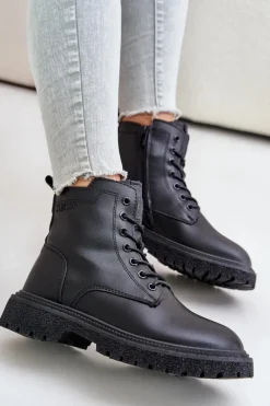 Big Star Shoes Ocieplane Botki Workery Damskie Big Star OO274A126 Czarne