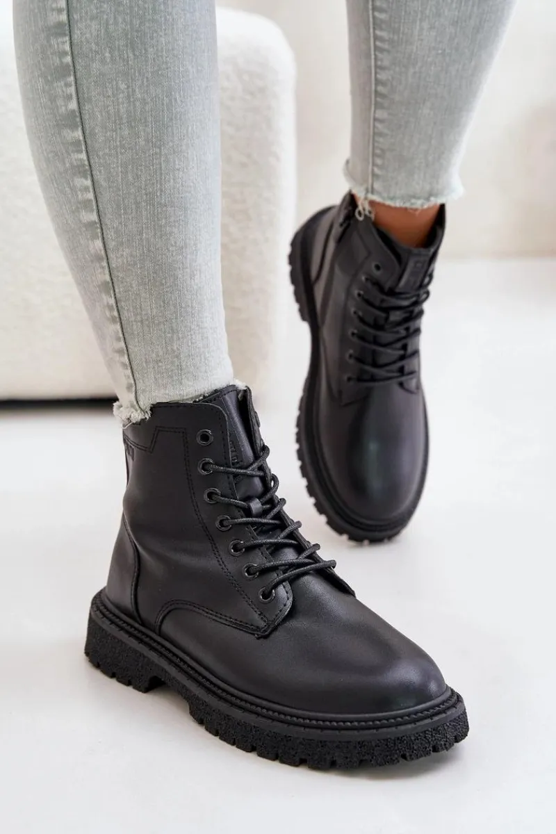 Big Star Shoes Ocieplane Botki Workery Damskie Big Star OO274A126 Czarne